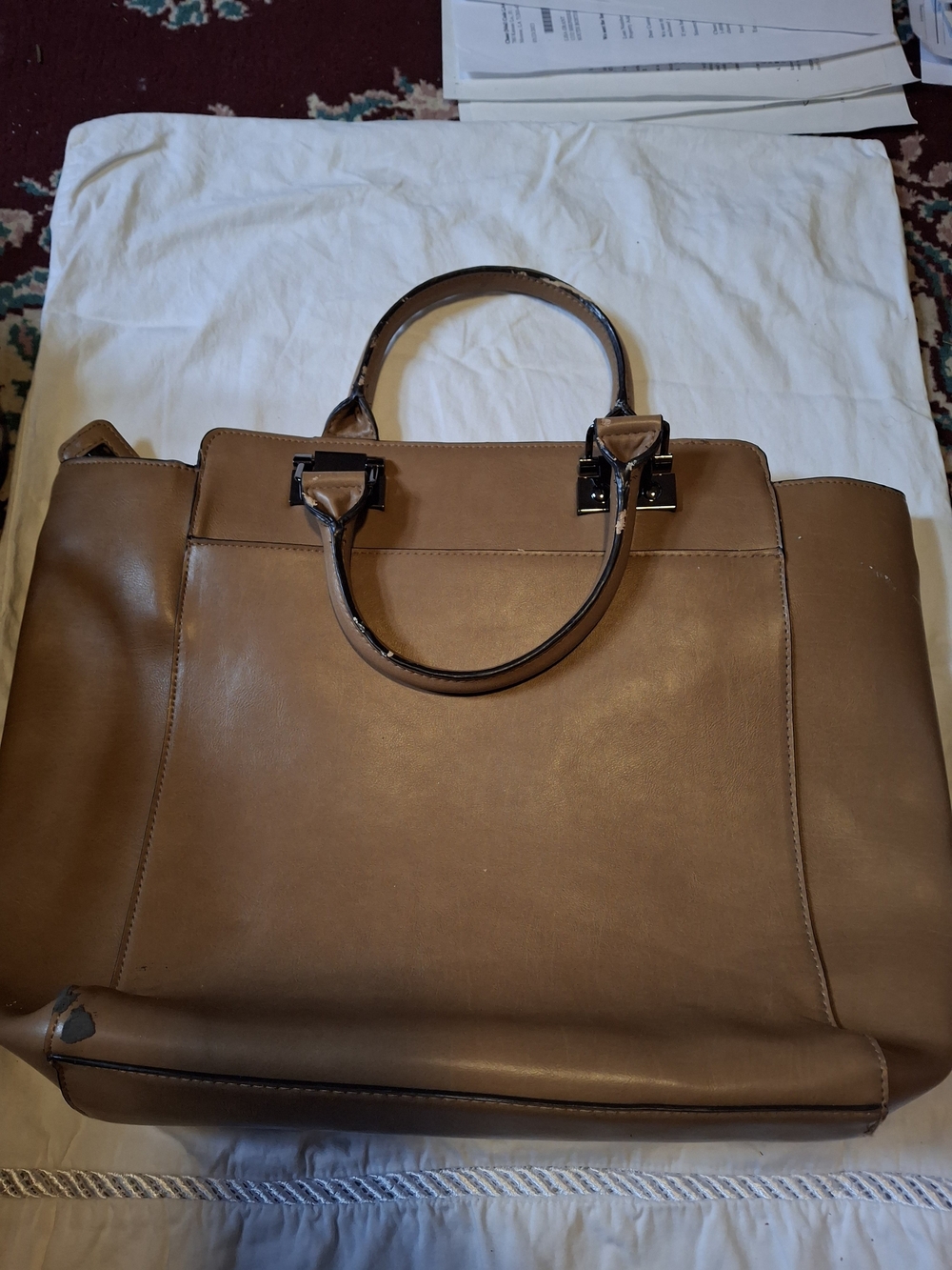 The Limited Brown Structured Satchel with Top Handles